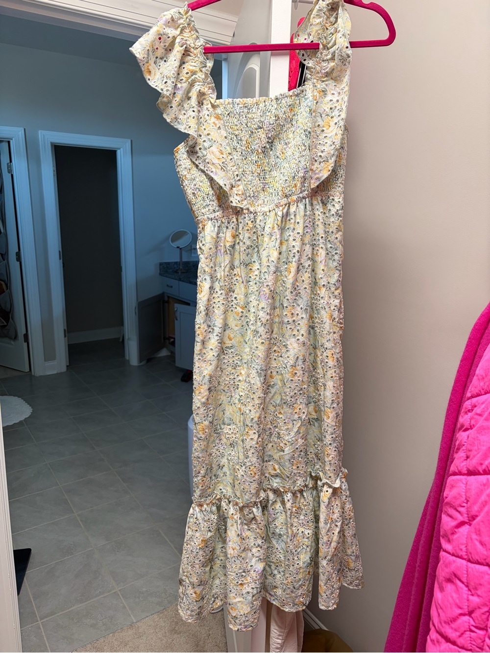 Greylin Yellow Floral Smocked Ruffle Sundress